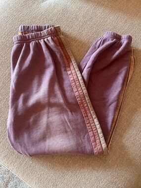 Aviator Nation Mauve Track Pants with Contrast Side Stripes